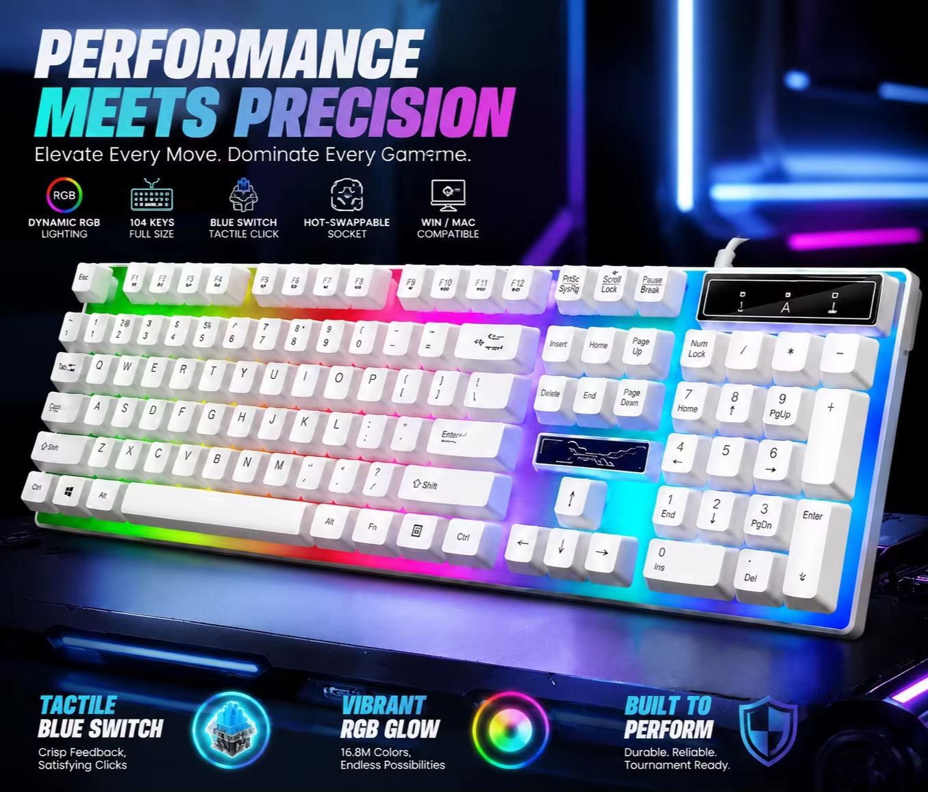 Pc Gaming Fullset - RGBバックライト付き104キーフルサイズメカニカル有線ゲーミングキーボードとマウスのコンボセット、人間工学に基づいたデザインのキーボードセット、PCコンピューター用