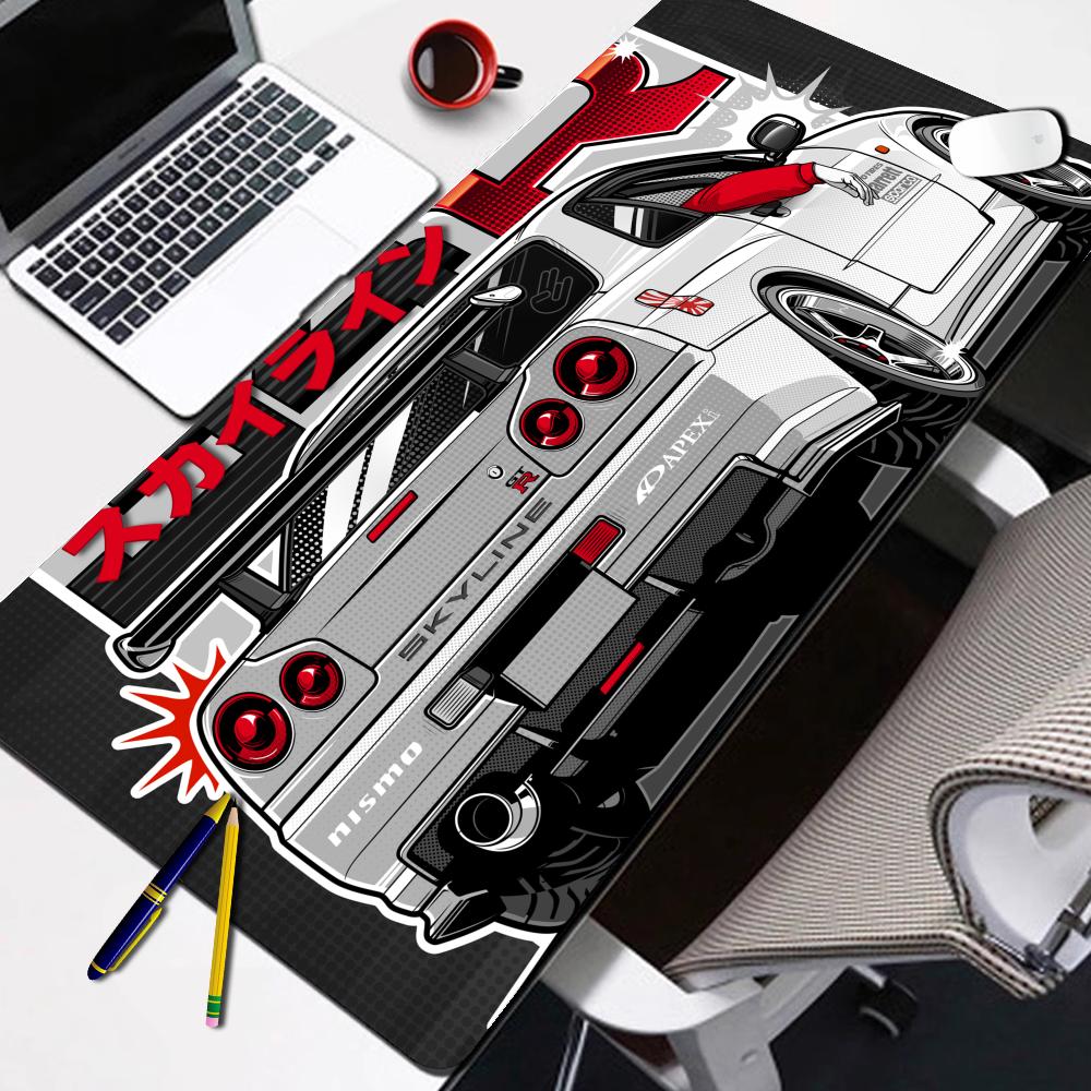 Pc Gaming Lounge - GTRスポーツカーマウスパッド、大型ゲーミングマウスパッド、ロックエッジ、コンピューターゲーマーキーボード、PCデスクトップ、デスクパッド、レーシング