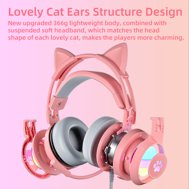 猫耳ゲーミングヘッドセット ピンク キュート 女の子 キッズ - Pc Gaming Pink のレビューと価格