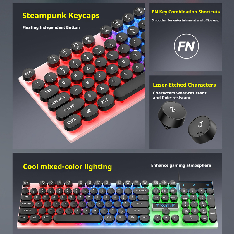 T11T-WOLF ゲーミングキーボード 104キー フルサ - Pc Gaming Fullset のレビューと価格